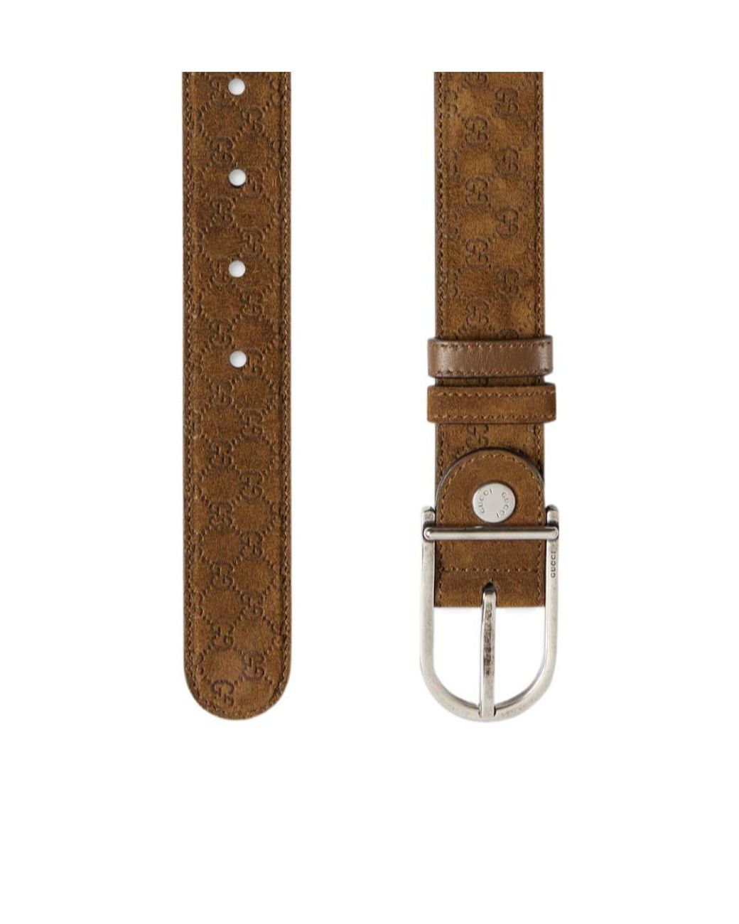 Gucci White Reversible Monogram Leather Belt for men