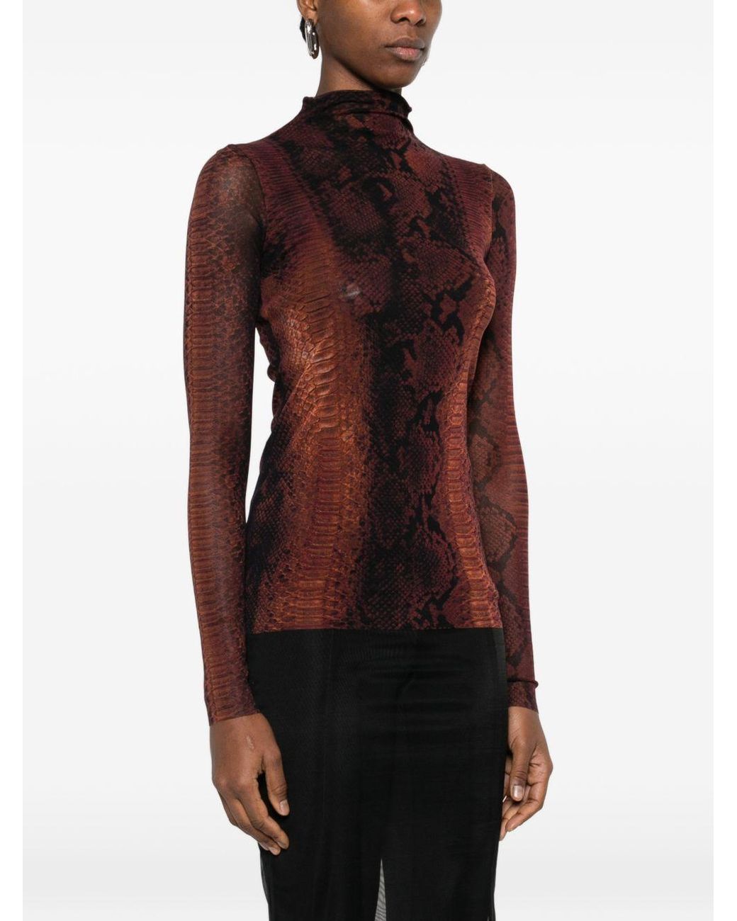 Jean Paul Gaultier Purple Snake-Print Mesh Top