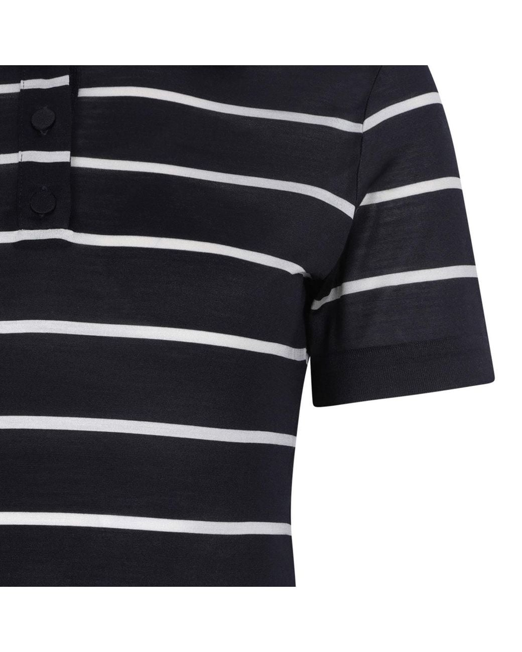 Max Mara Blue Bellico Striped Short-Sleeved Polo Shirt