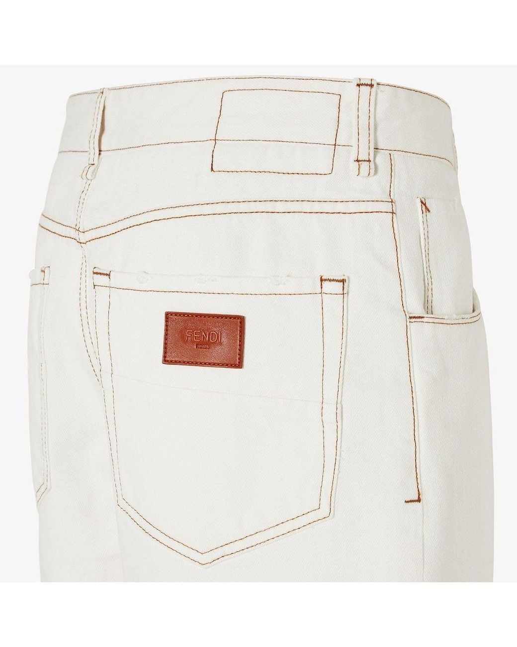 Fendi White Jeans Bermuda Shorts for men