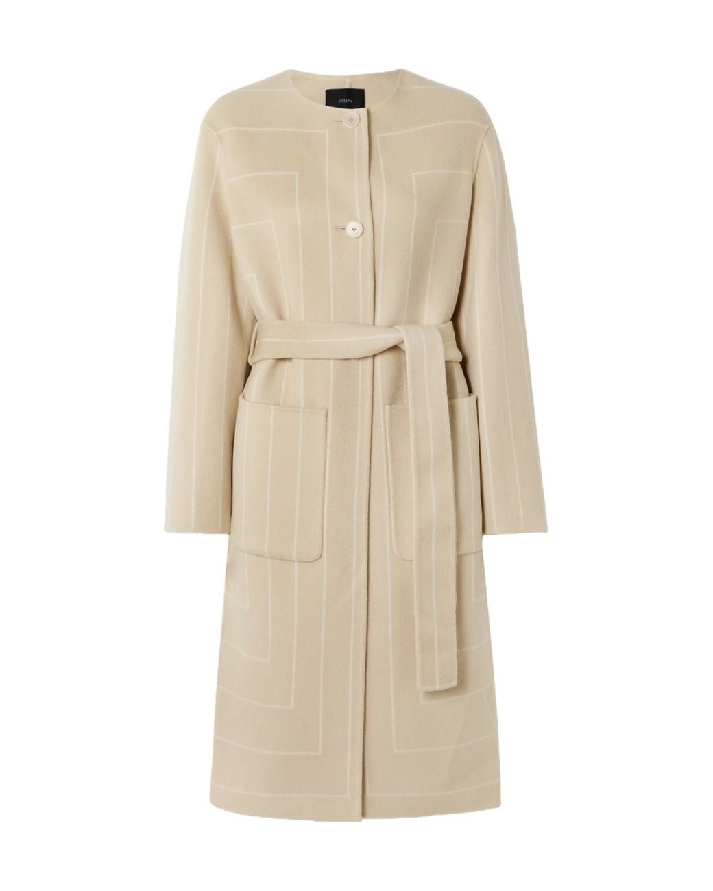 Joseph Natural Scheffer Belted Striped Coat