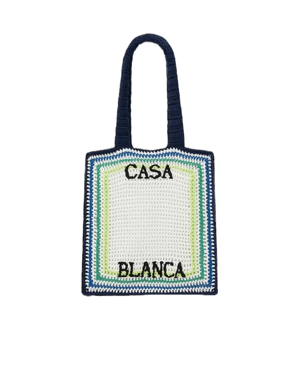 Casablanca Blue Stripe Crochet Shoulder Bag for men