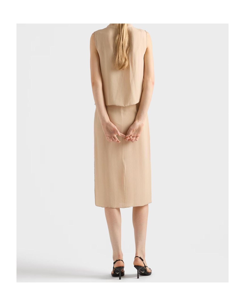 Prada Natural Triple Chiffon Top