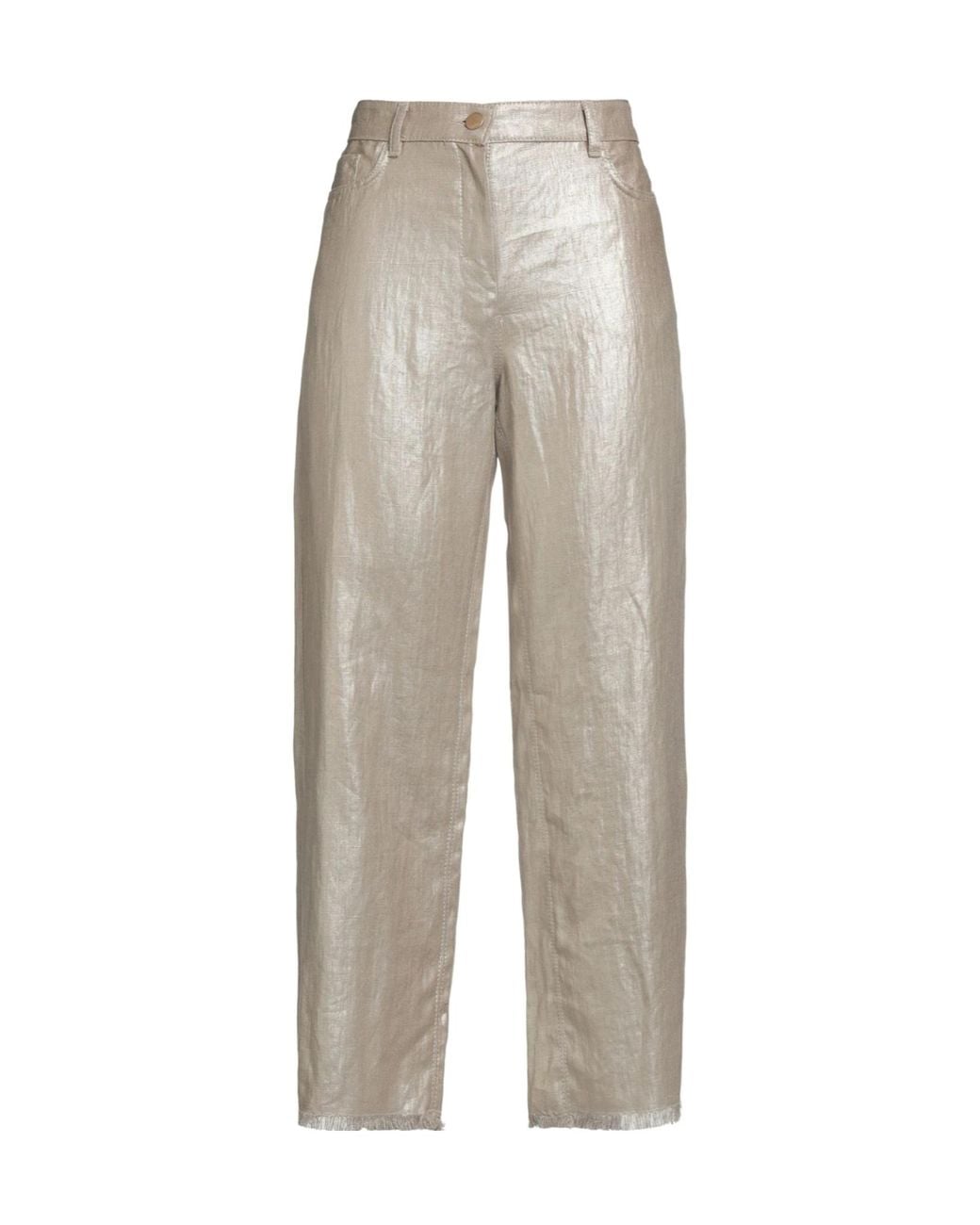 Max Mara Gray Metallic Straight-Leg Pants
