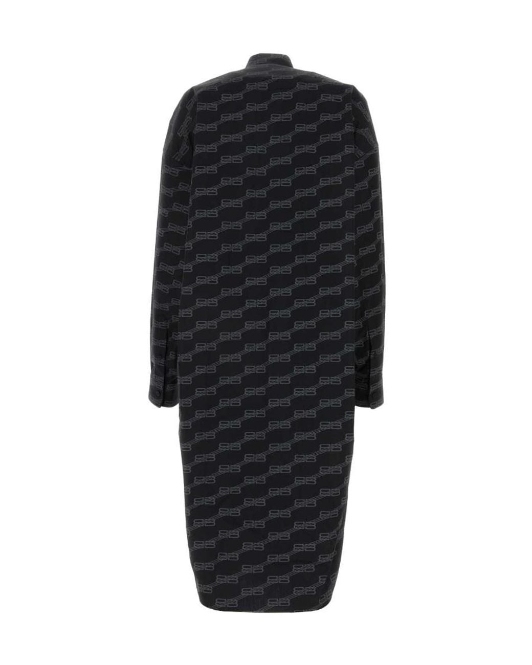 Balenciaga Black All-Over Logo Printed Poplin Shirt Dress