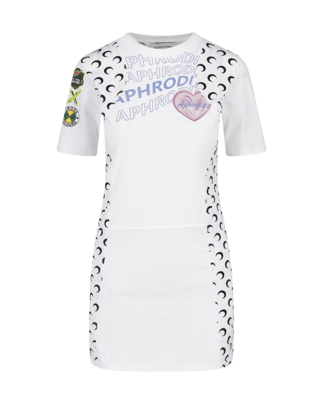 MARINE SERRE White Graphicprint Tshirt Mini Dress