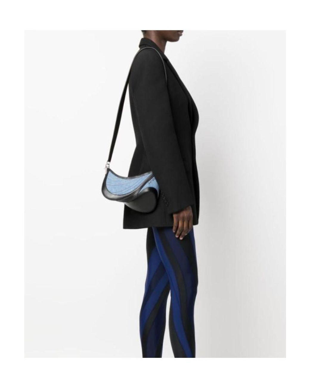 Mugler Blue Small Spiral Curve 01 Denim Bag