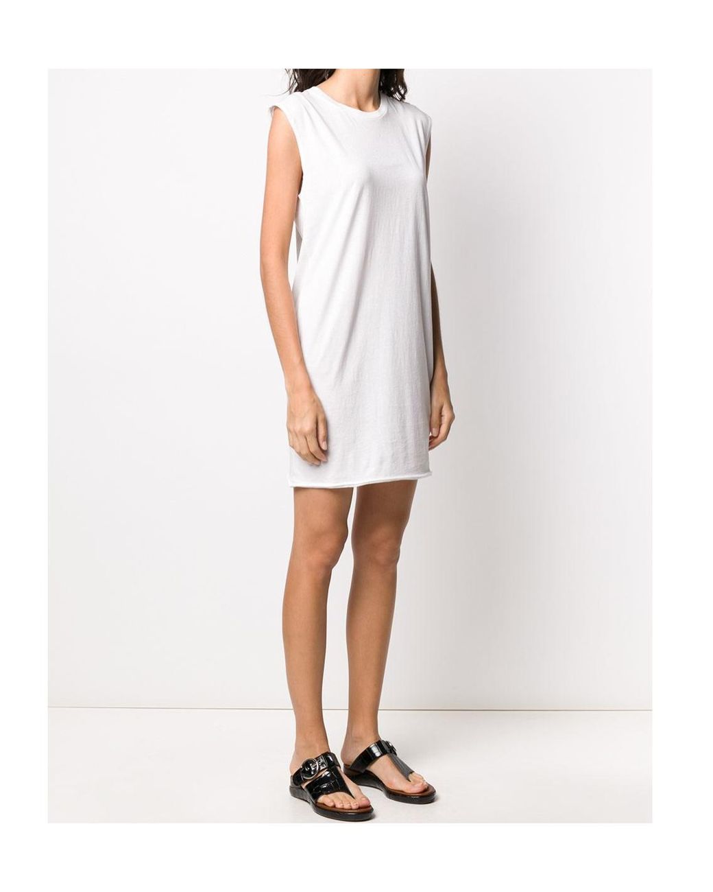 Saint Laurent White Round Collar Sleeveless Dress