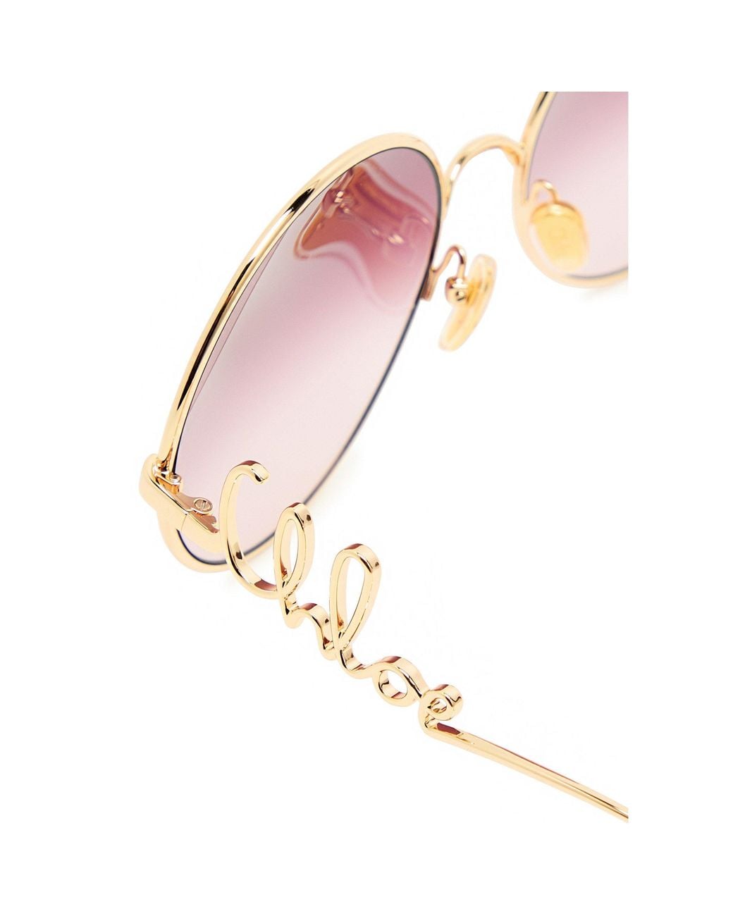 Chloé Pink Logo Metal Round Sunglasses