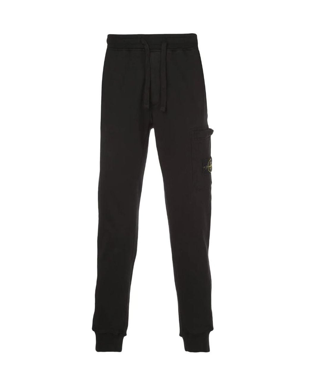 Stone Island Black Logo Patch Drawstring Sweatpants for men
