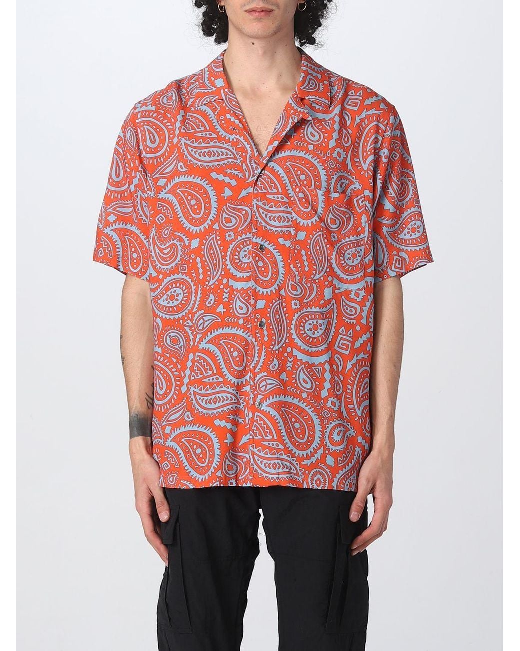 Marcelo Burlon Red County Of Milan Paisley Hawaii Shirt for men