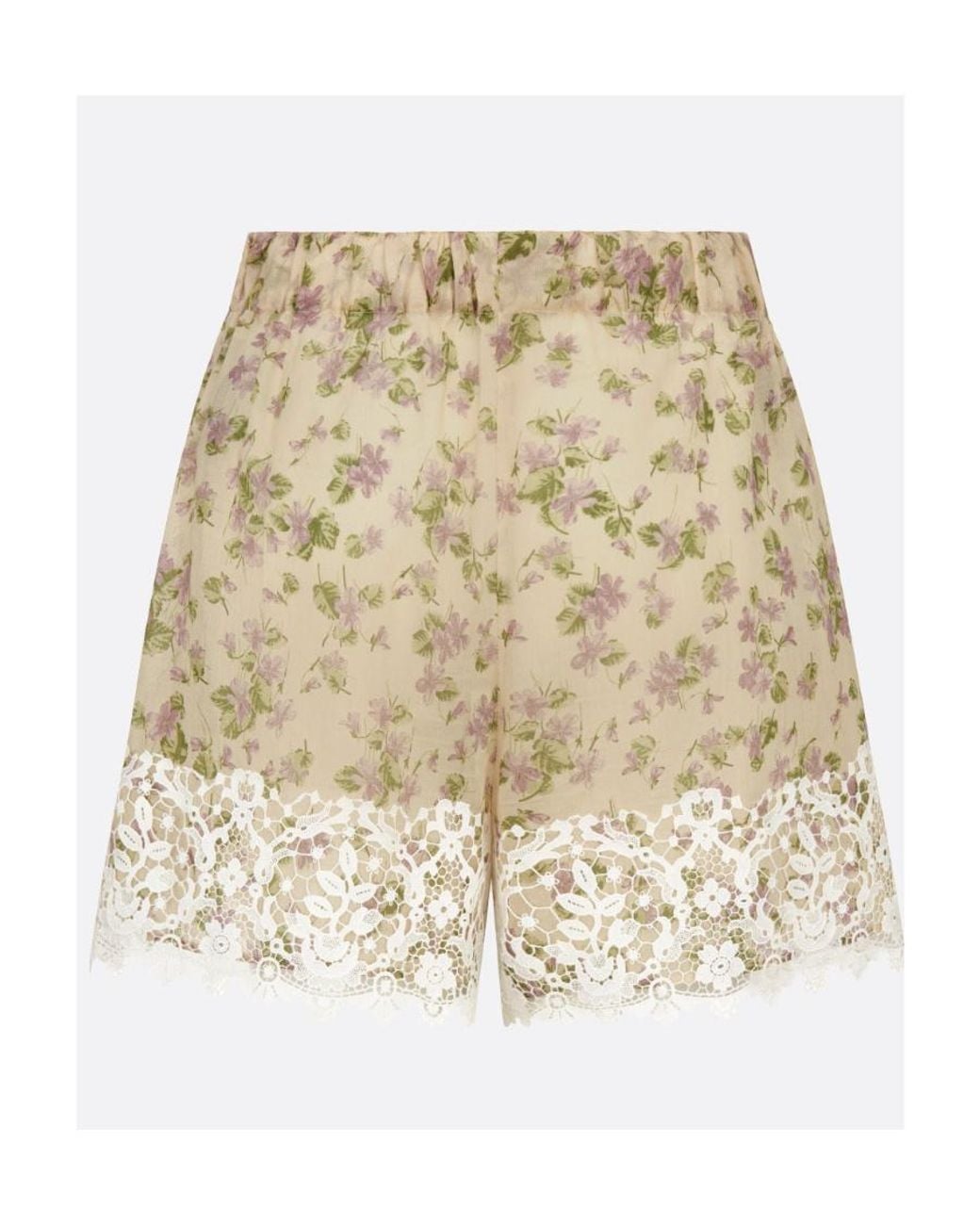 Dior Natural Christian Floral Printed Lace Detailed Shorts
