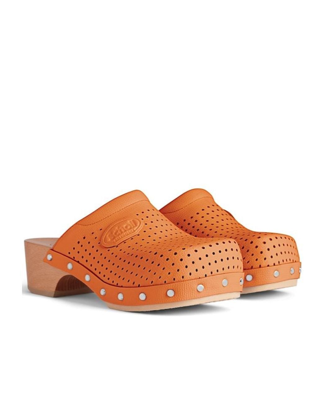 Balenciaga Orange X Scholl Square-Toe Clogs