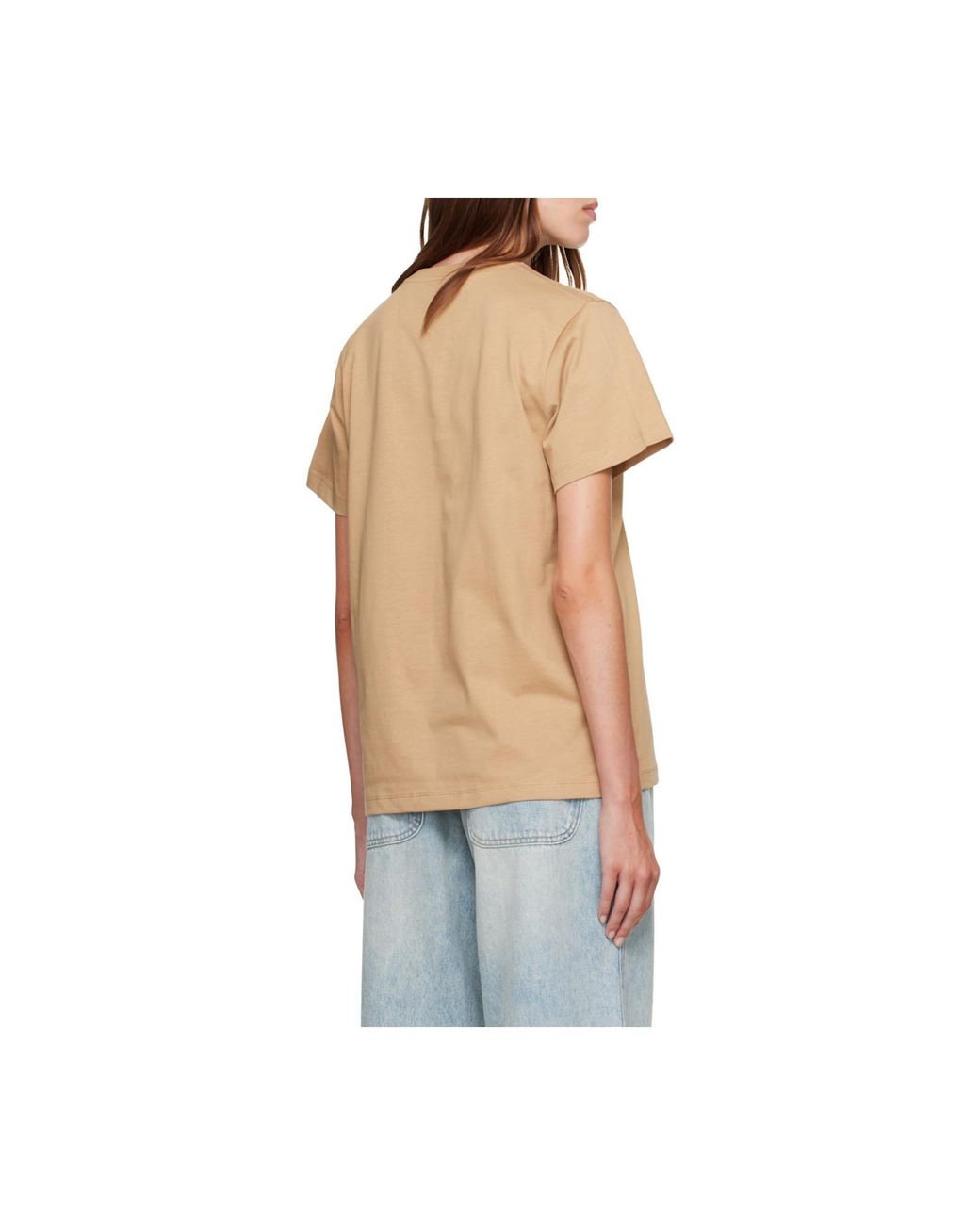 Ganni Natural Graphic Printed Crewneck T-Shirt