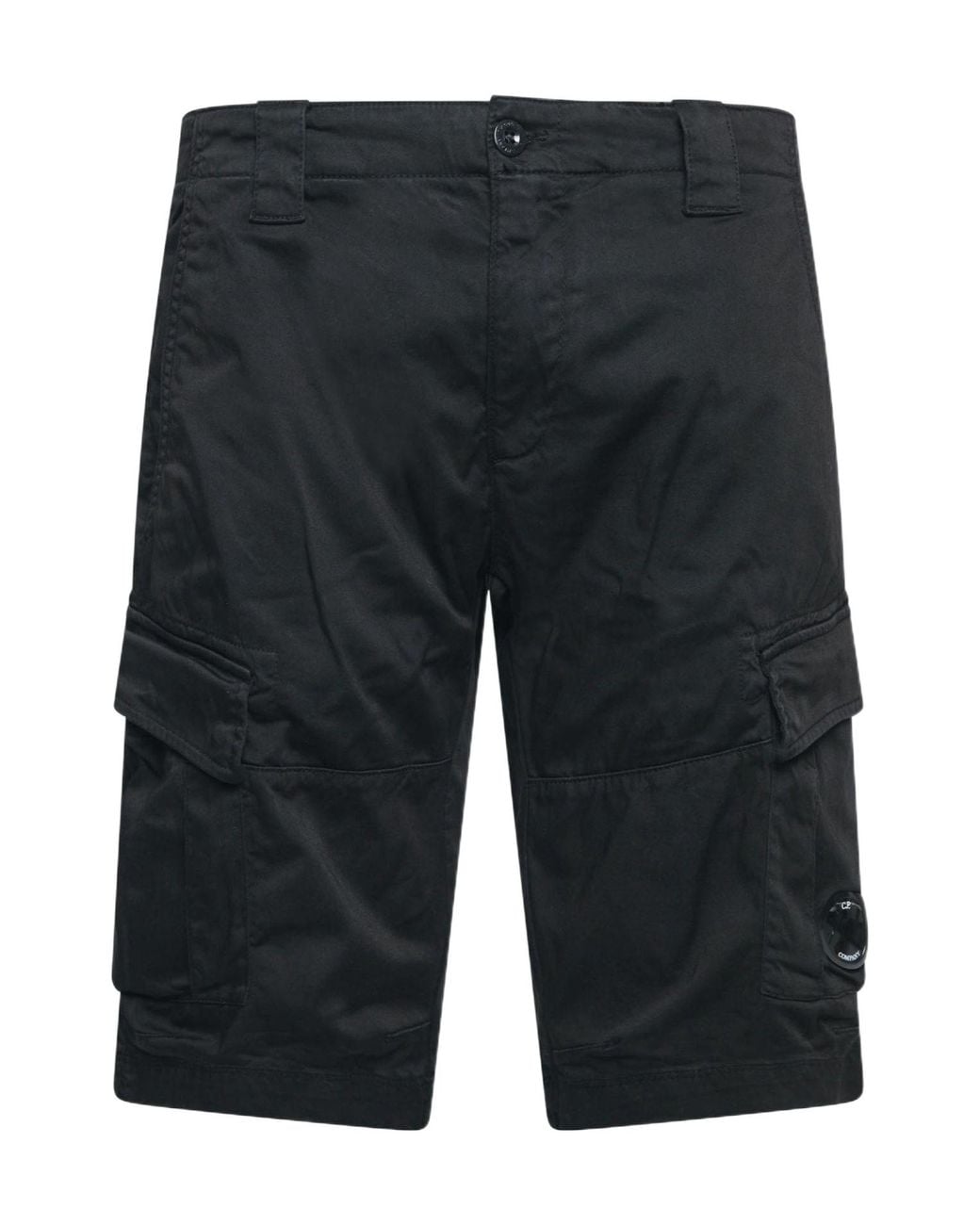 C P Company Gray Sateen Stretch Cargo Shorts for men