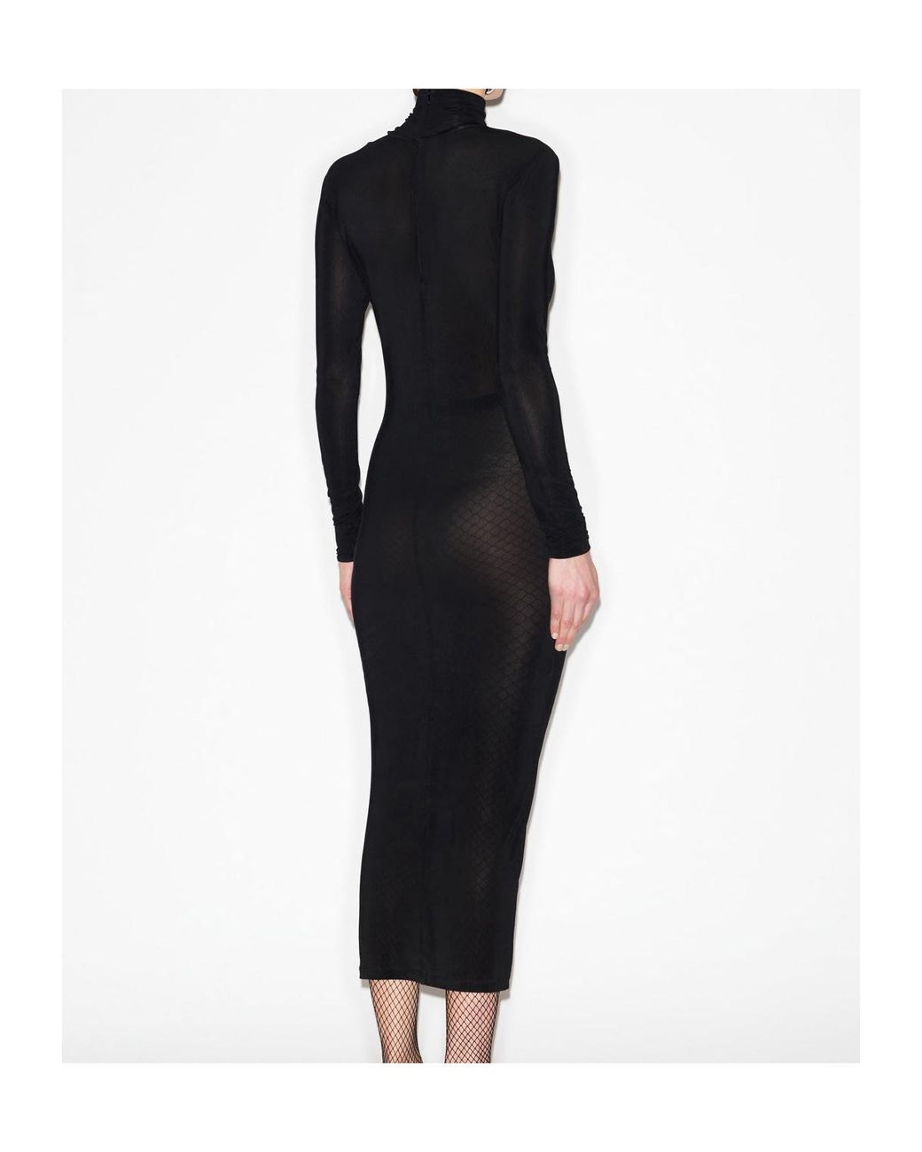 Isabel Marant Black Semi-Sheer High-Neck Long-Sleeved Dress
