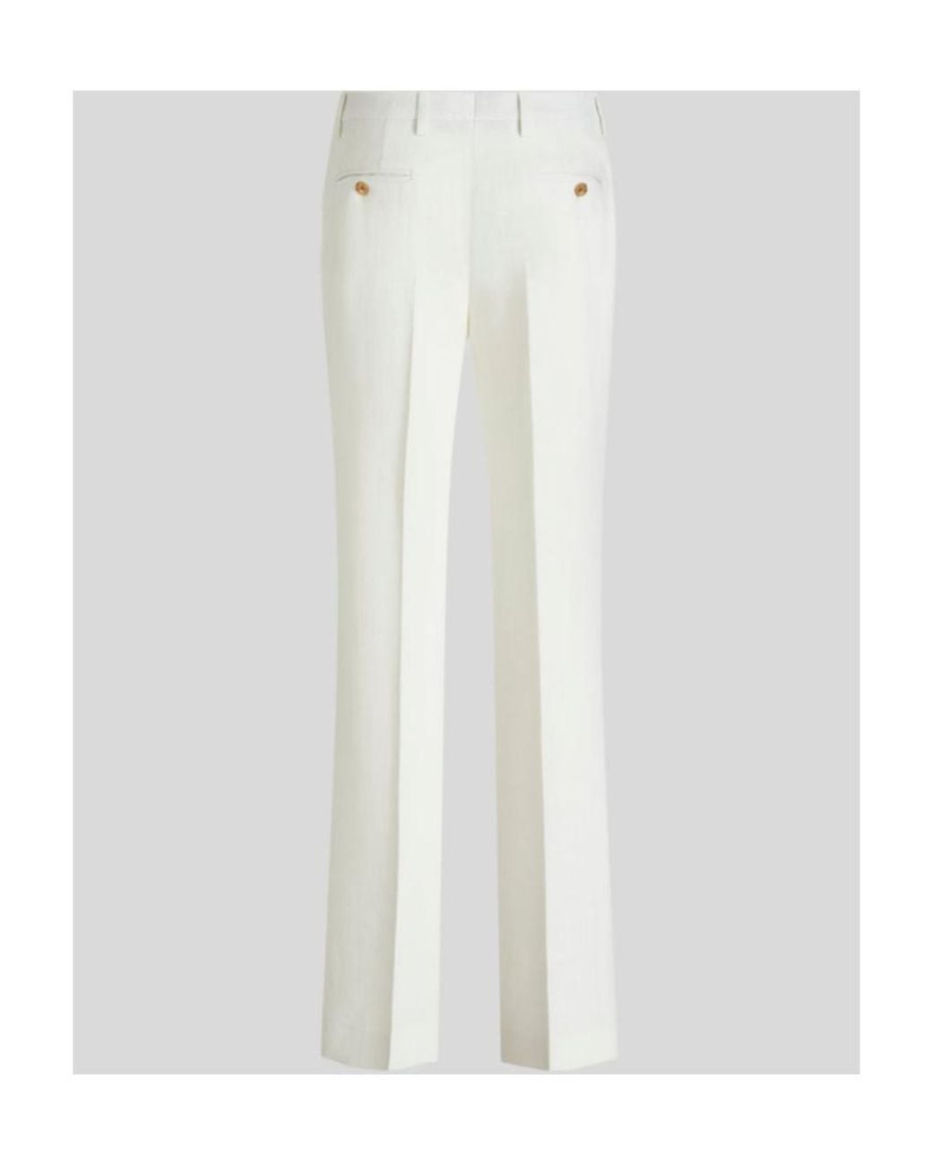 Etro White Slub-Texture Straight-Leg Tailored Trousers