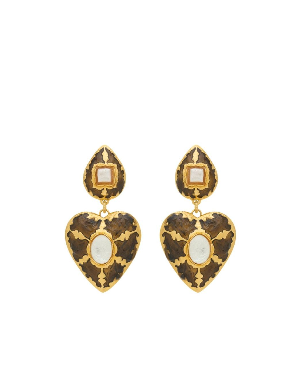 Saint Laurent Metallic Heart Drop Earrings