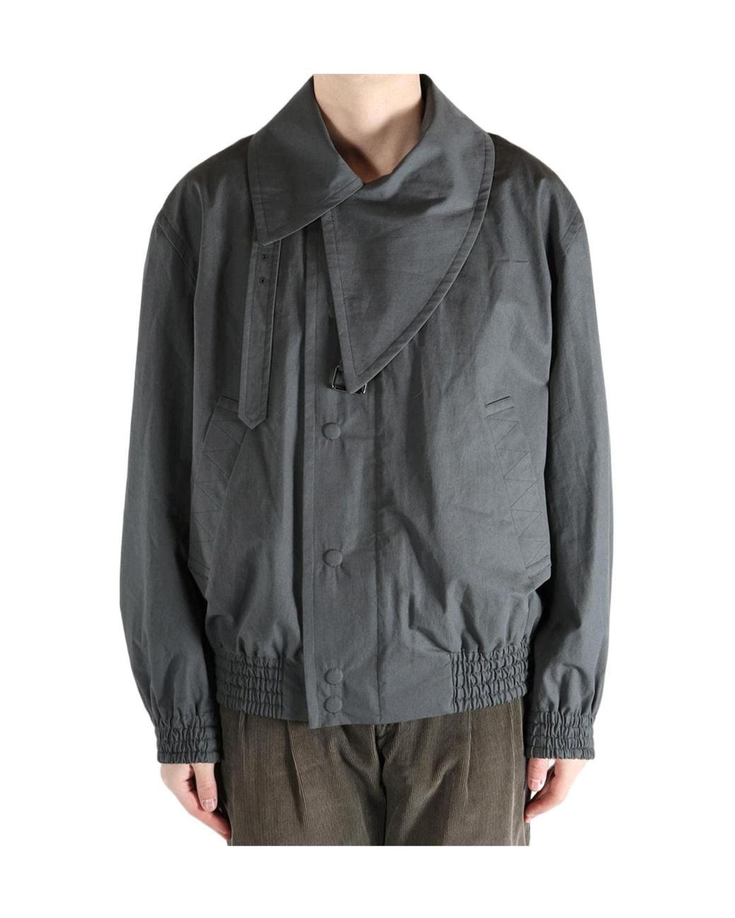 Dries Van Noten Gray Buttoned Heavyweight Jacket for men