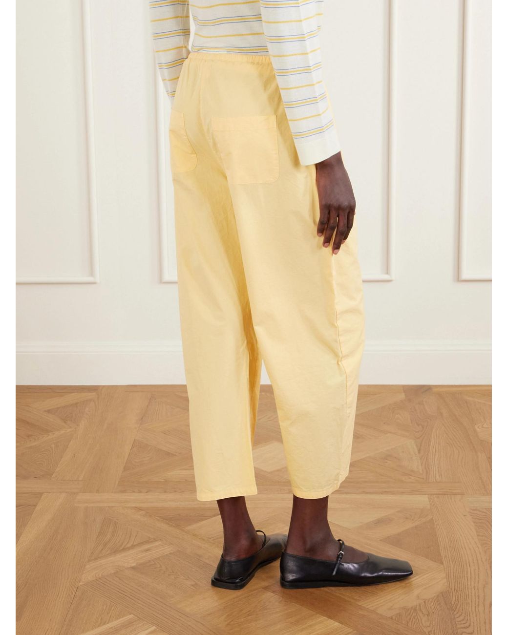 Leset Yellow Low-Rise Wide-Leg Pants