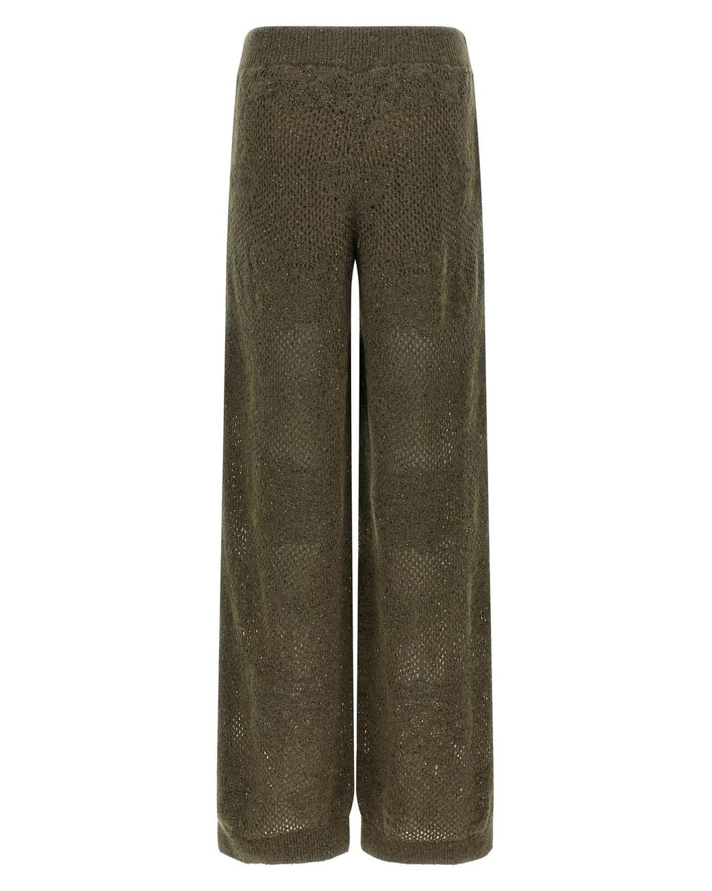 Brunello Cucinelli Green 'Track Flower Lace' Pants