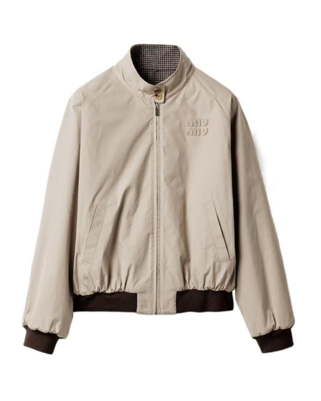 Miu Miu Natural Long-Sleeved Zipped Jacket