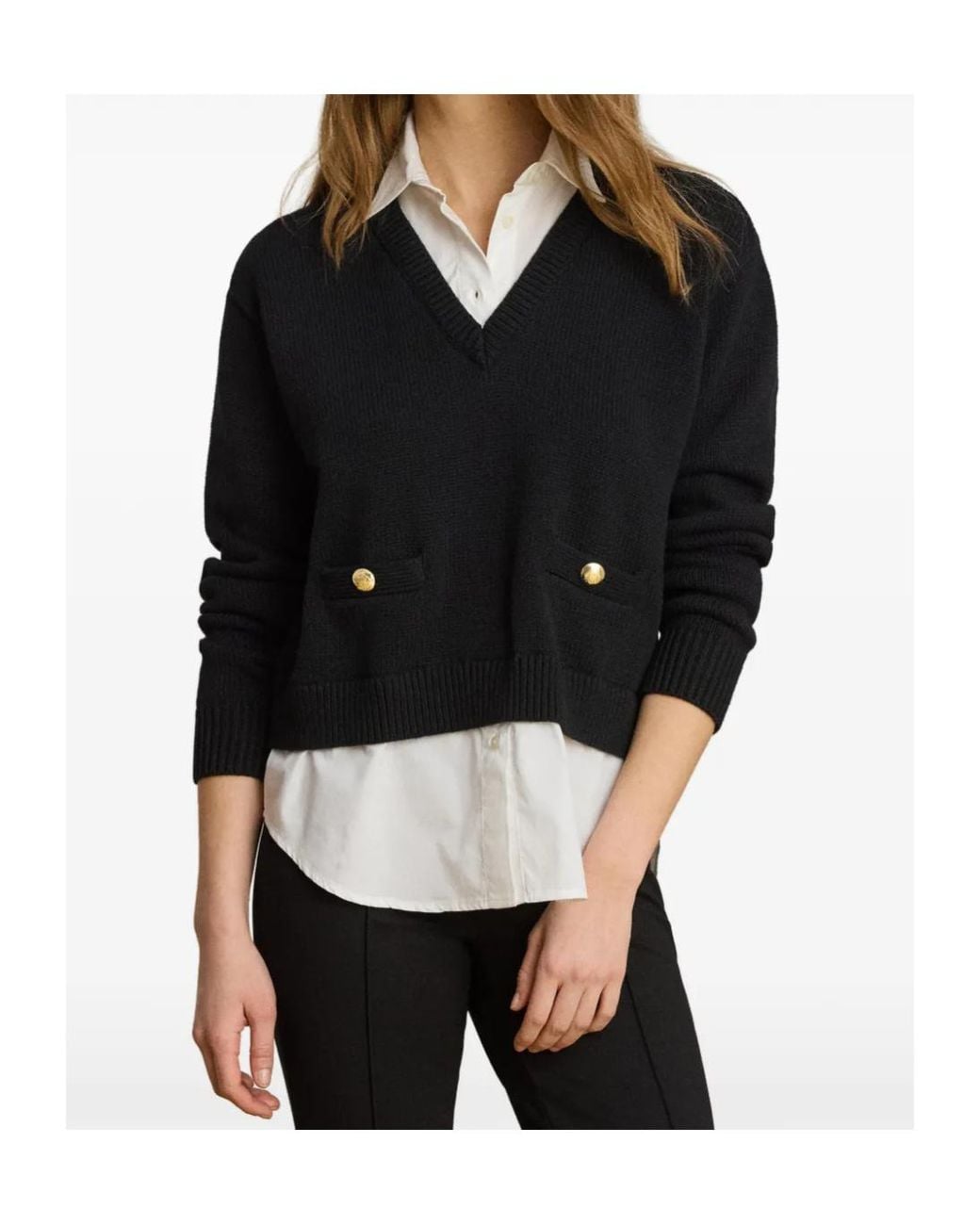 Ralph Lauren Black Lauren Layered V-Neck Jumper