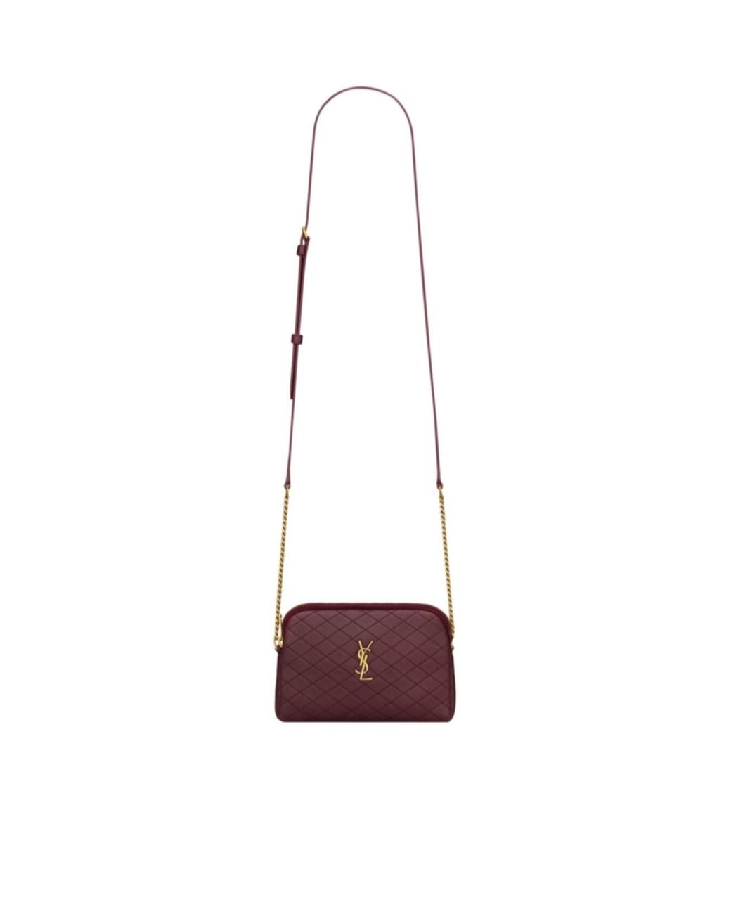Saint Laurent White Gaby Quilted Chain Pouch