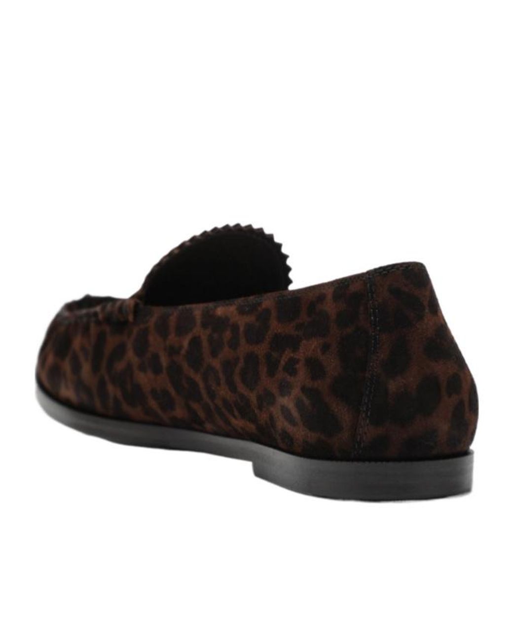 Aquazzura Black Leopard-Print Suede Loafers