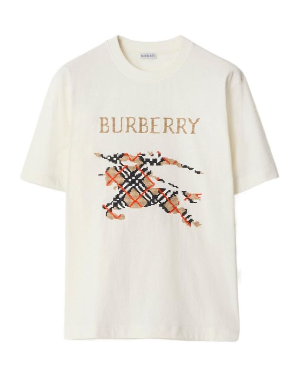 Burberry White Logo Detailed Crewneck T-Shirt for men