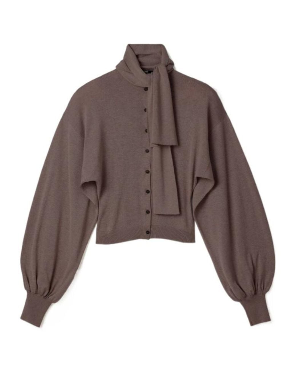 Jacquemus Brown Cardigan With Puffed Sleeves