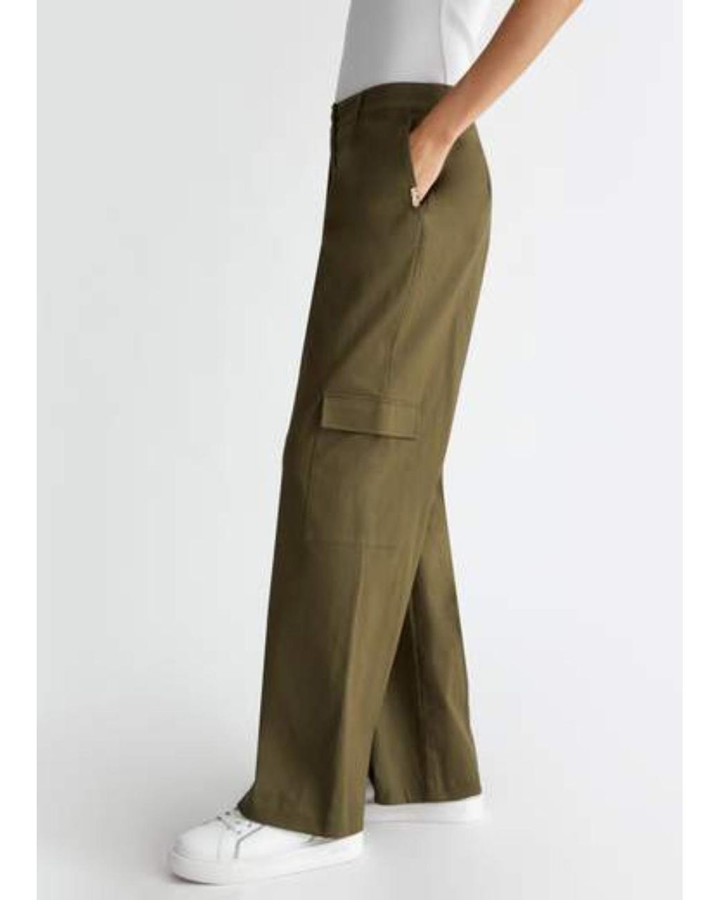 Liu Jo Green Pleated-Front Cargo Trousers