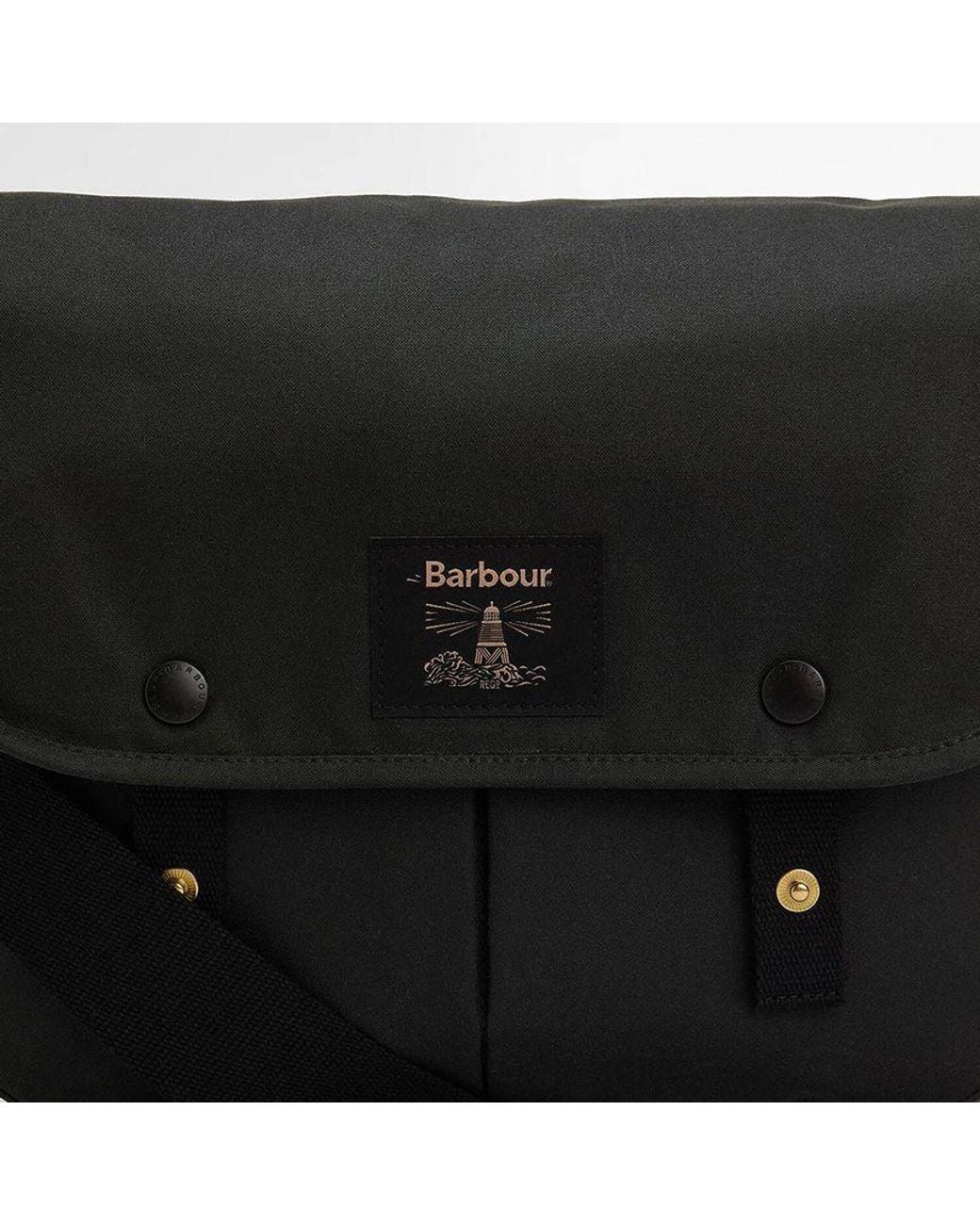 Barbour Black Logo-Patch Messenger Bag for men