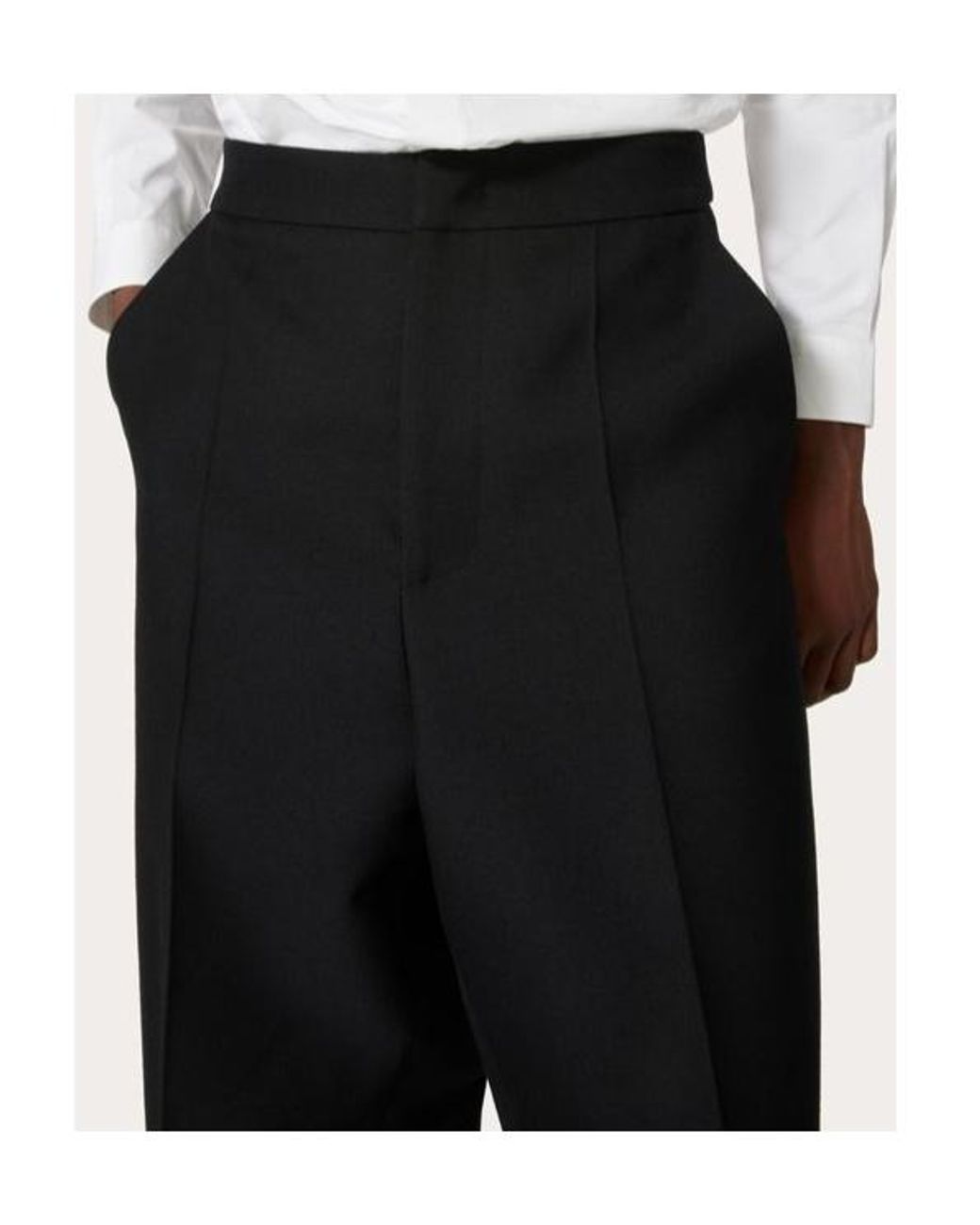 Valentino Black Pleat Detailed Cropped Pants for men