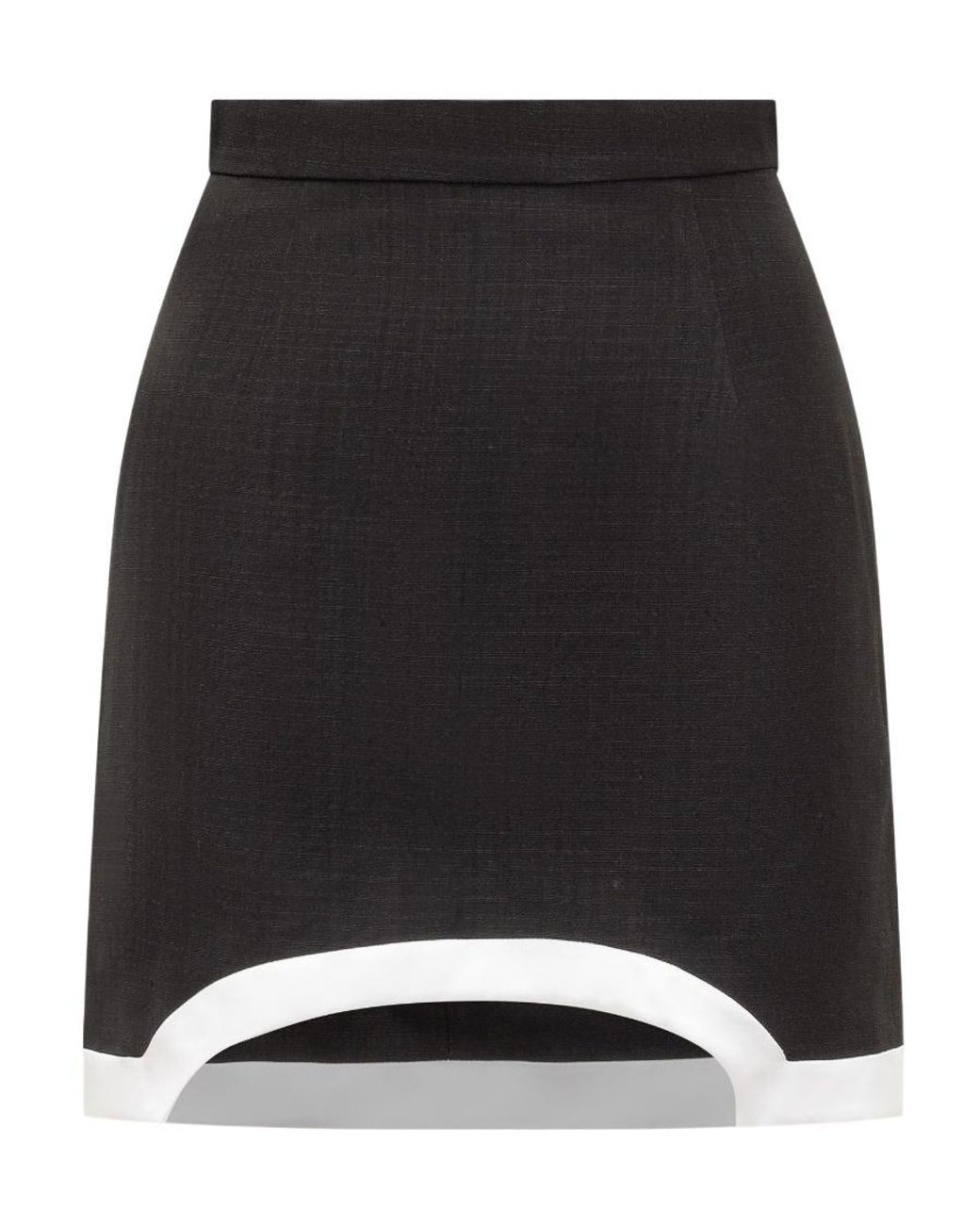 Casablanca Black Curved Cut-Out Detailed Mini Skirt