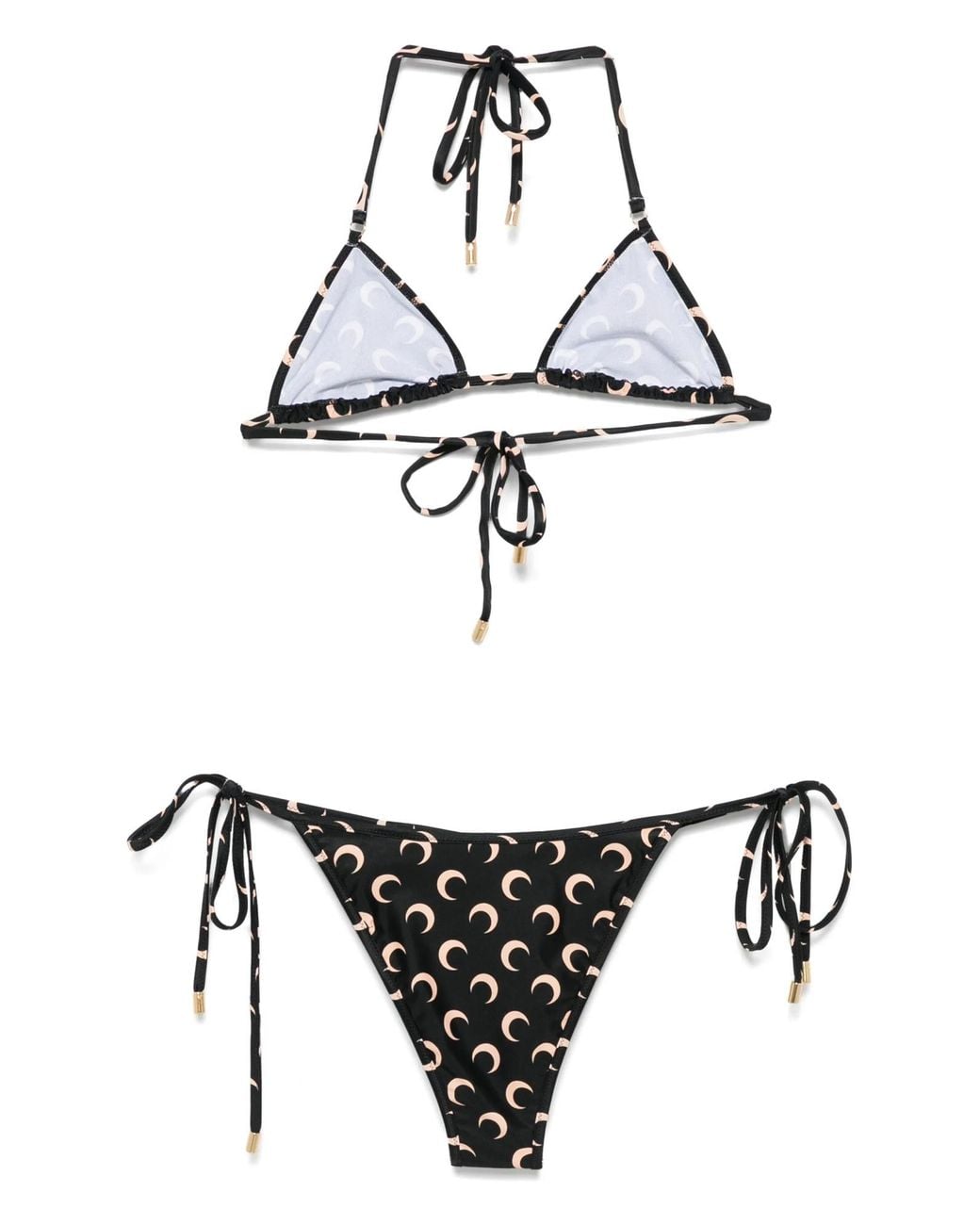 MARINE SERRE White Moon-Print Triangle Bikini