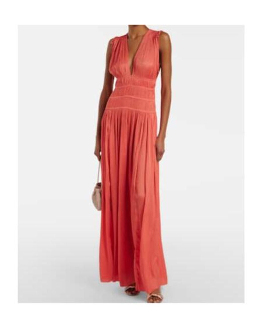 Ulla Johnson Red Tasneem Plissé Satin Gown