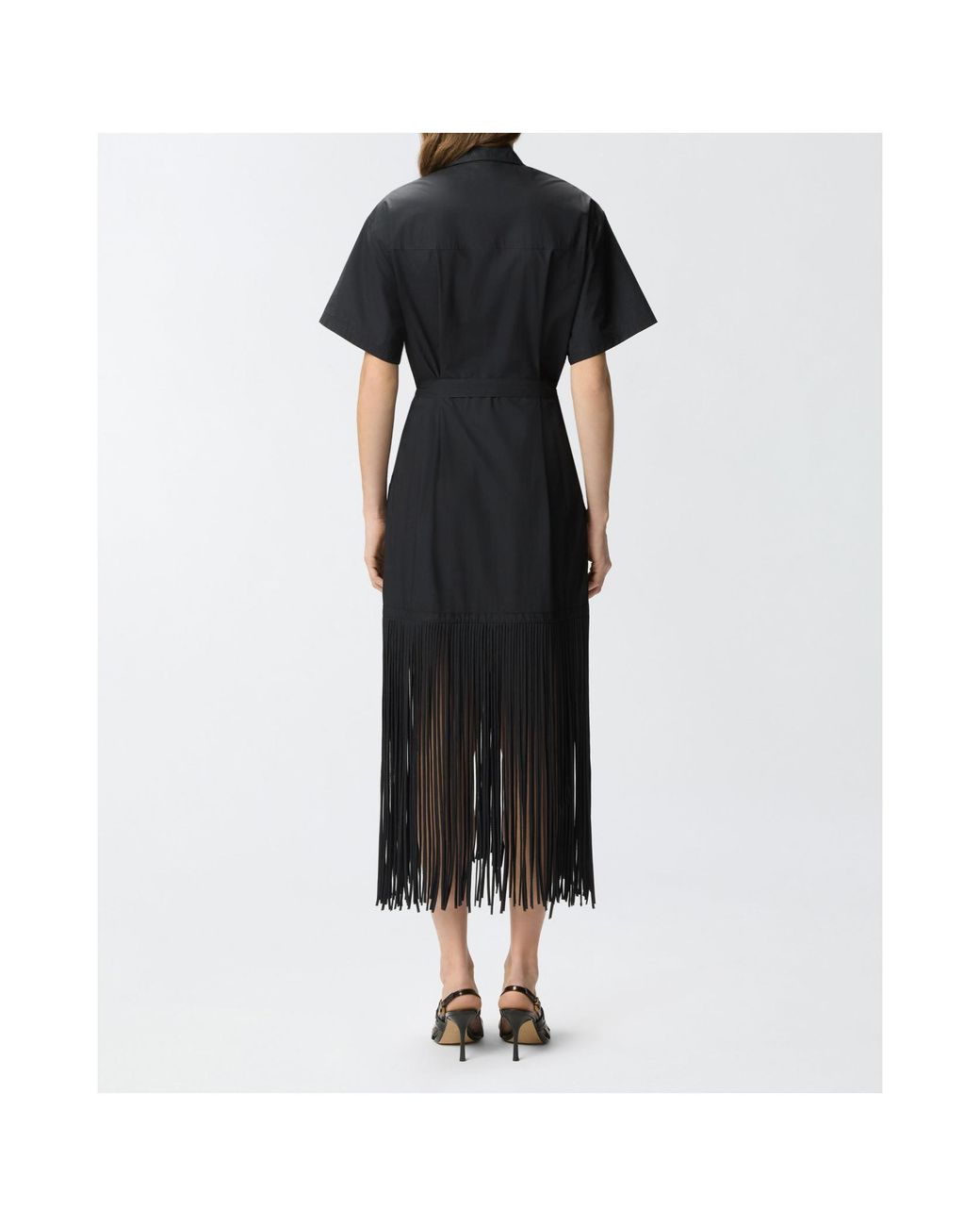 Pinko Black Avigliano Fringed Shirt Dress