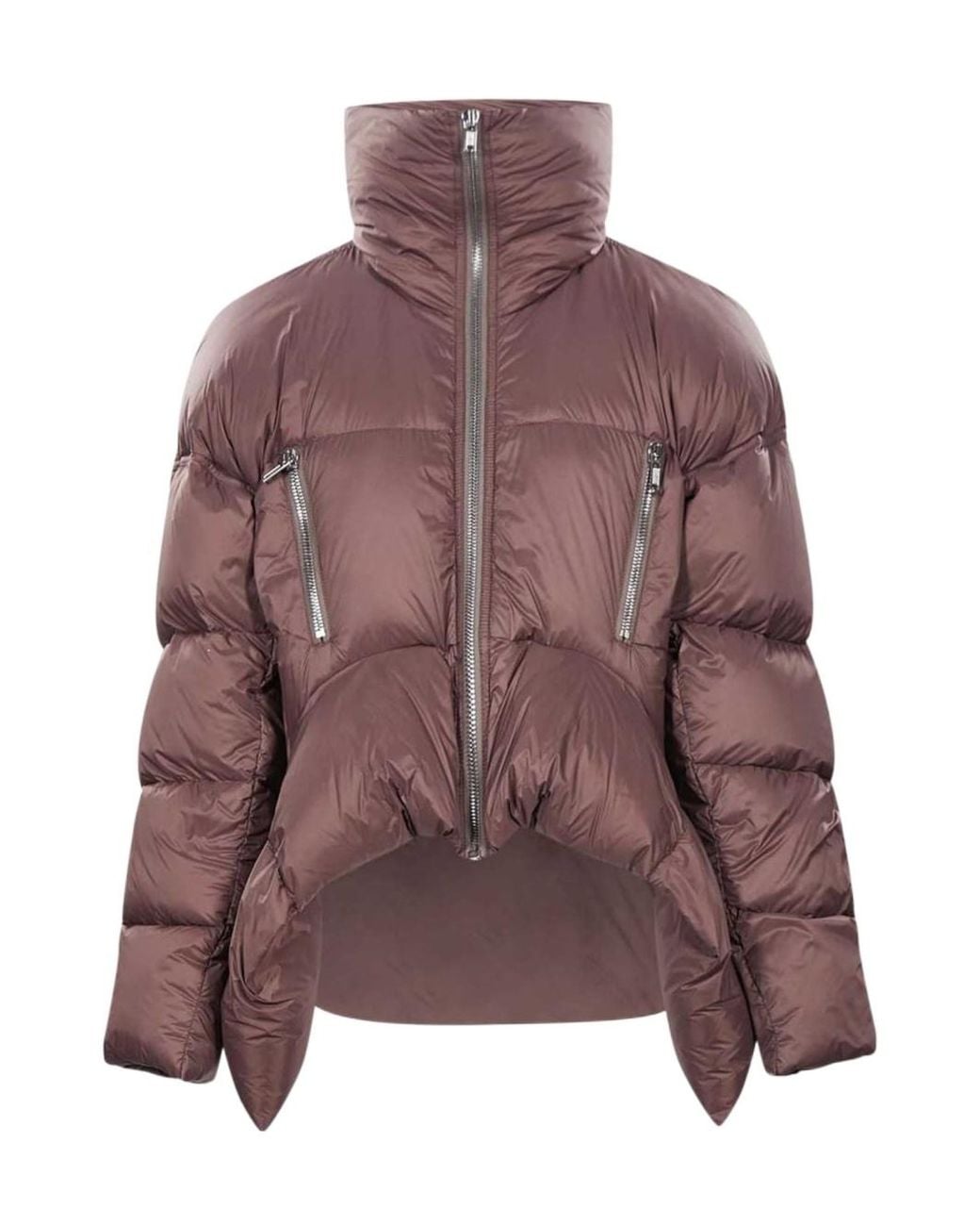 Rick Owens Brown Quilted High-Neck Jacket