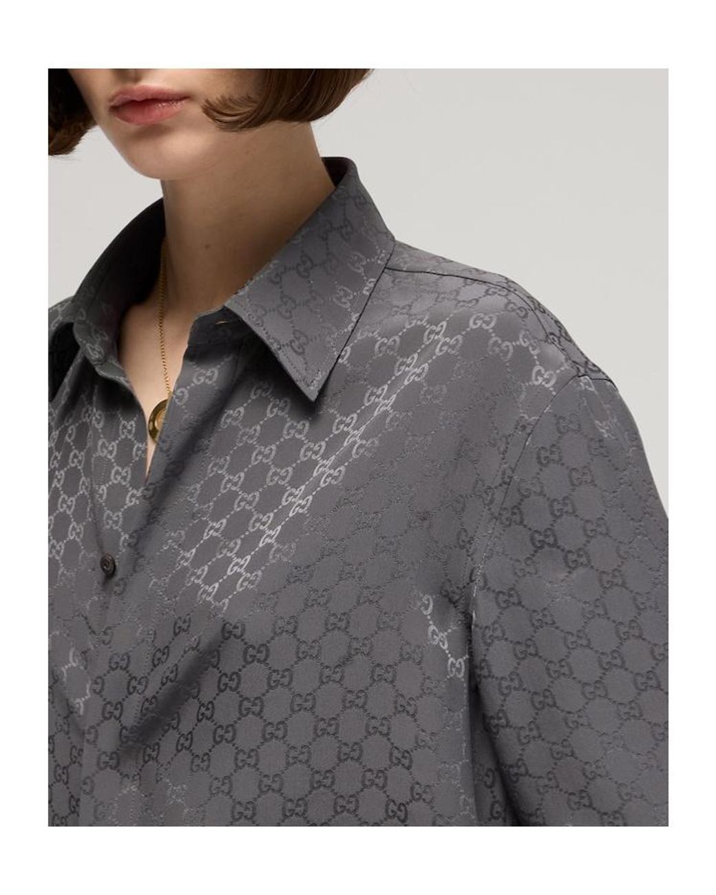 Gucci Gray Gg Jacquard Shirt