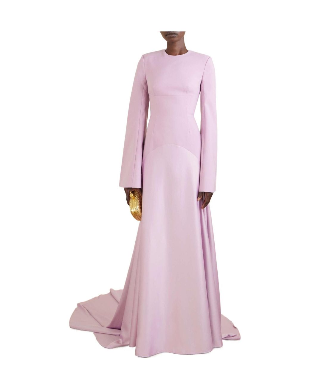 Solace London Pink Claudine Satin-Trimmed Crepe Gown