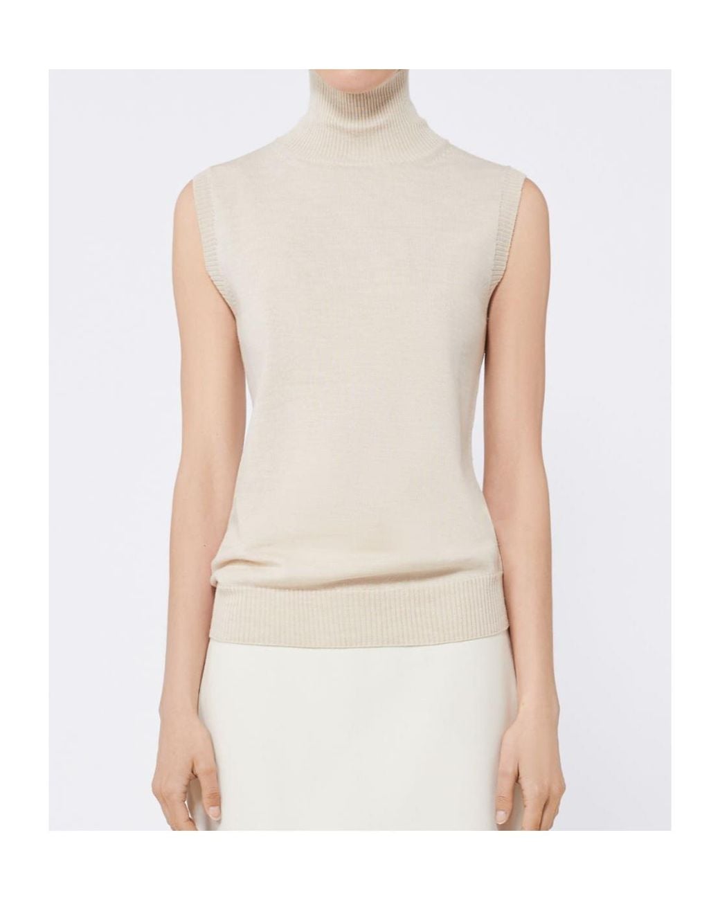 Sportmax White Turtleneck Sleeveless Jumper