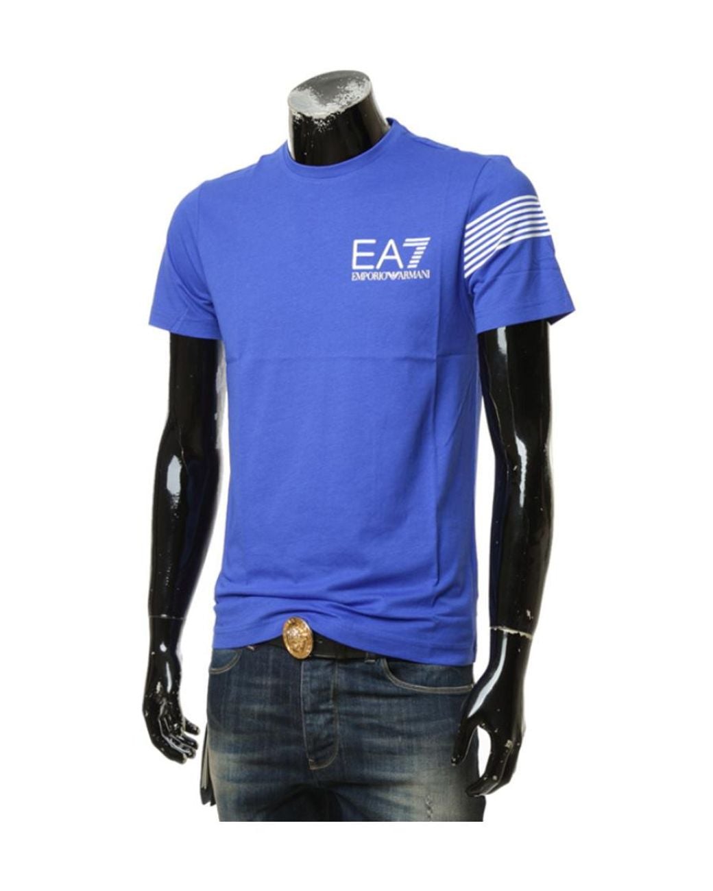 EA7 Blue Logo-Print Crewneck T-Shirt for men