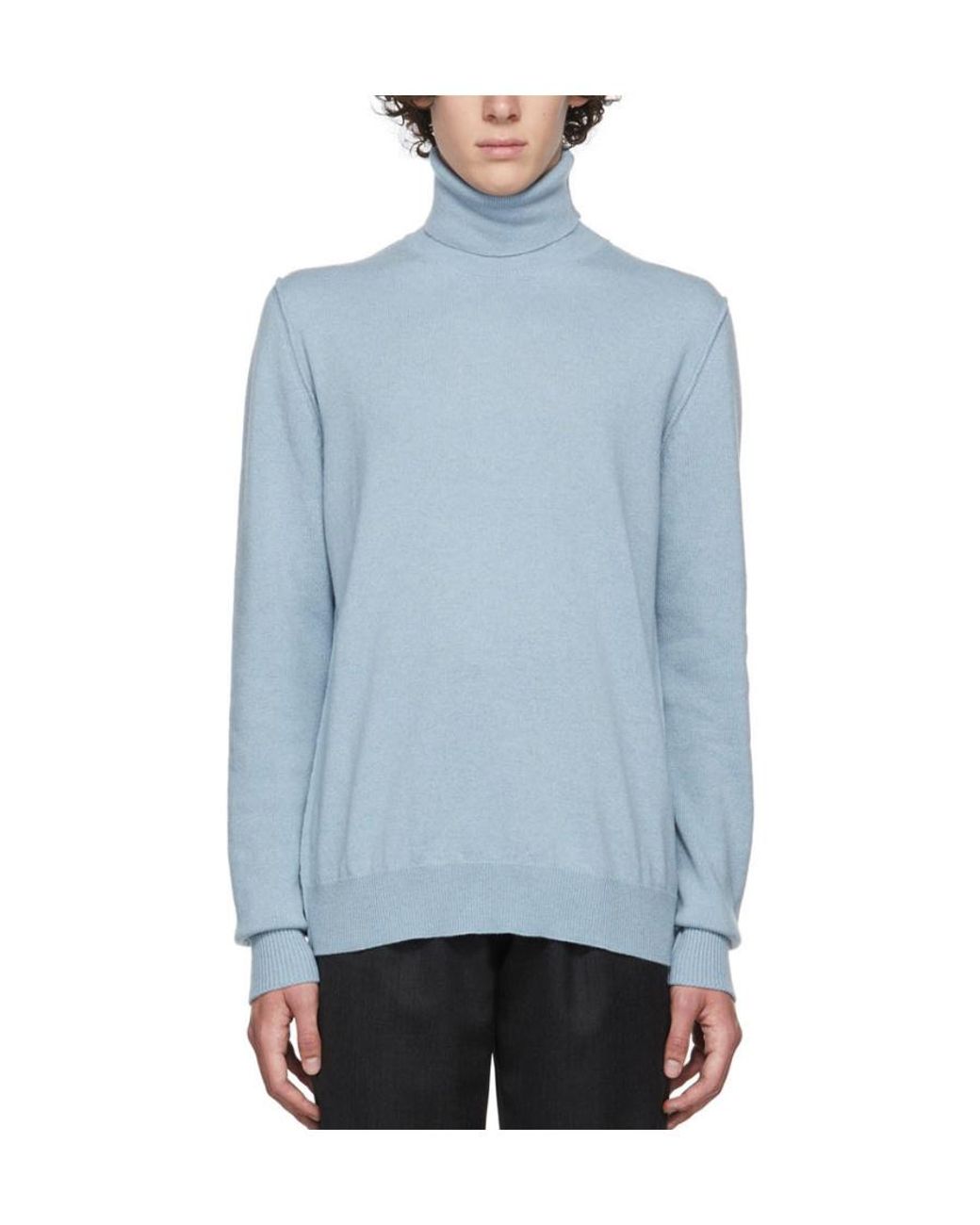 Maison Margiela Blue Roll-Neck Knitted Jumper for men