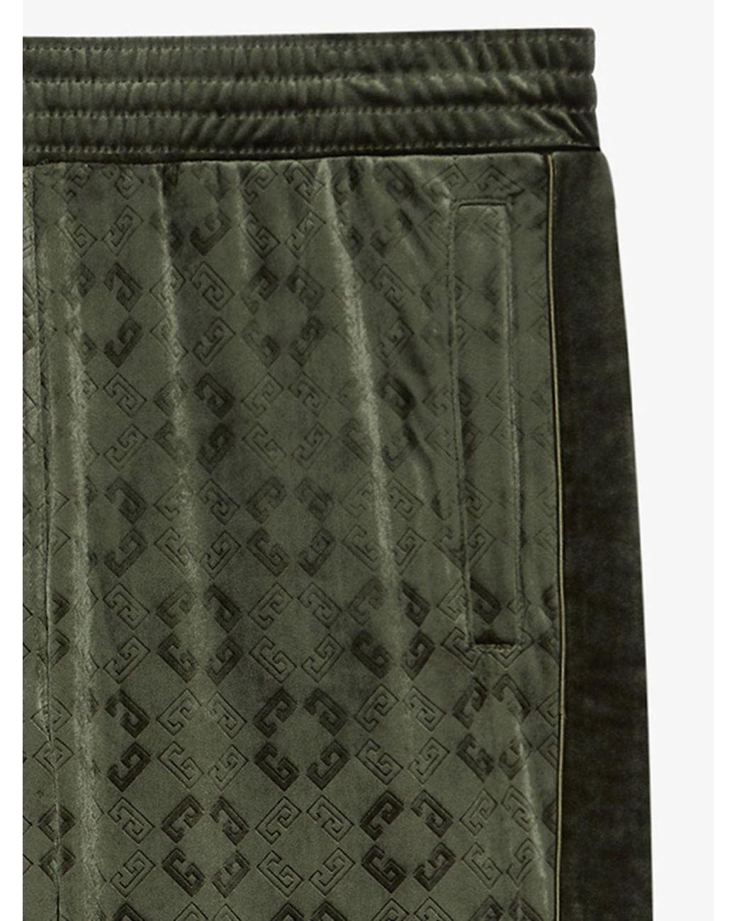 Givenchy Green Monogram Velvet Jogger Pants for men