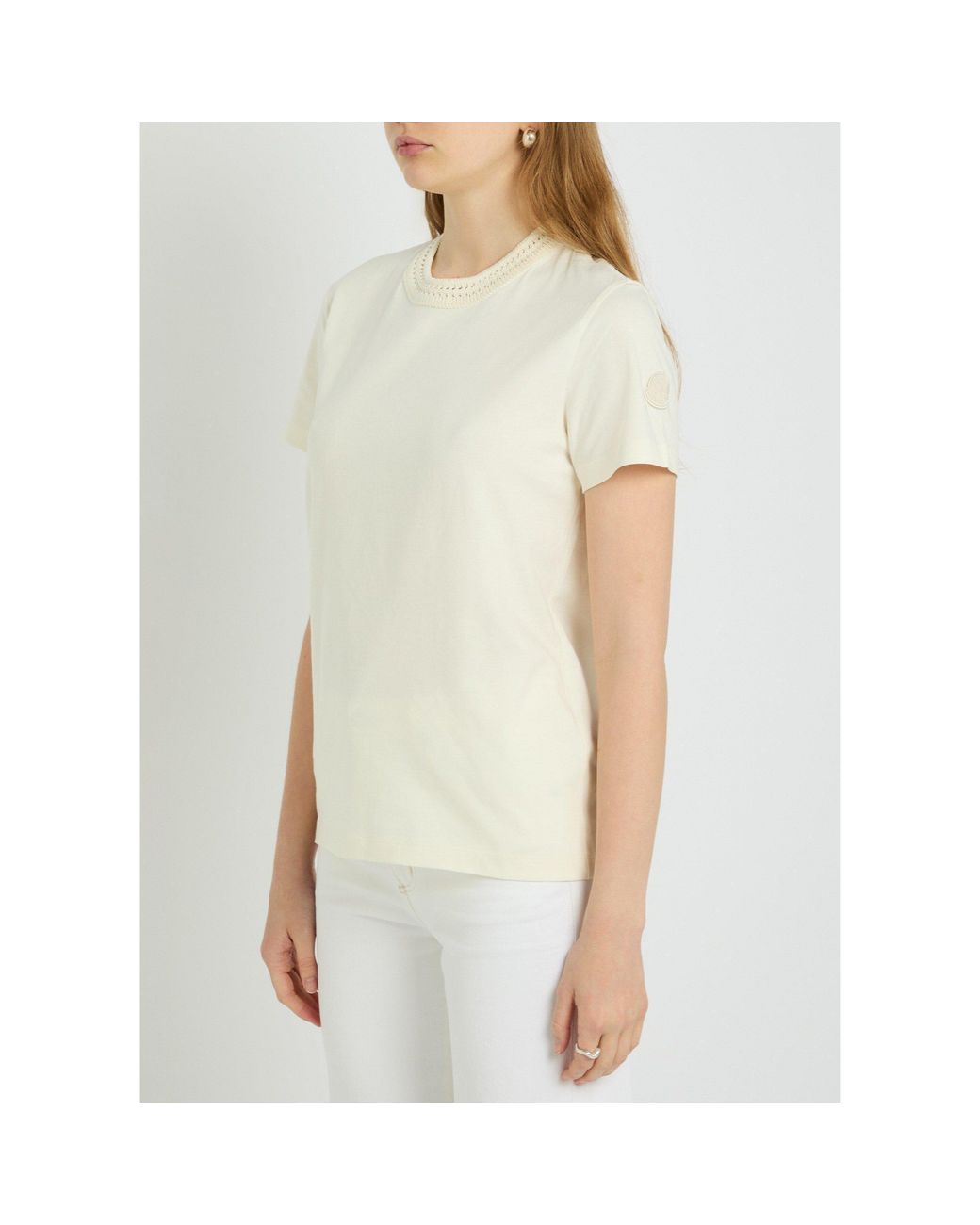 Moncler White 100% Cotton Short-Sleeve T-Shirt