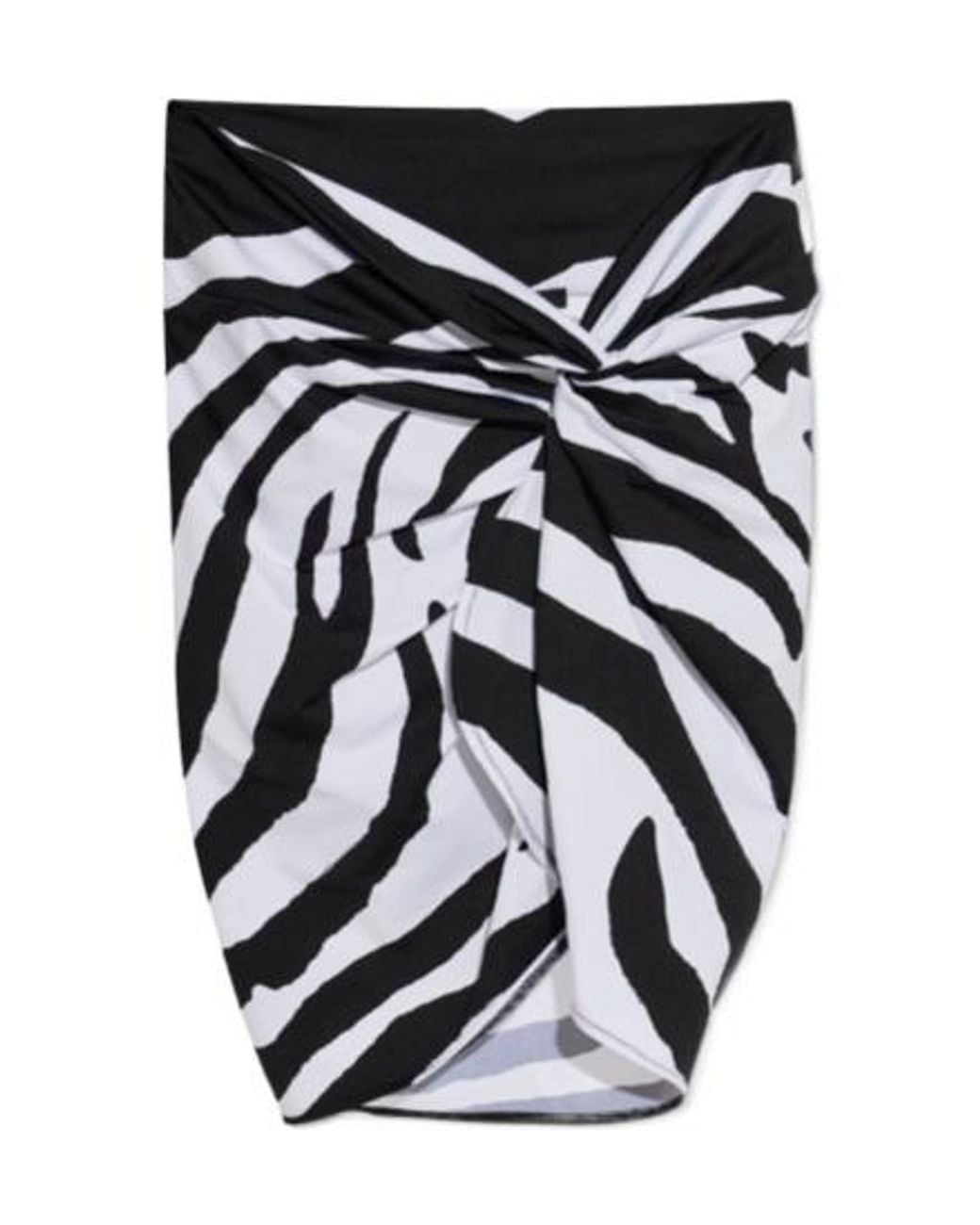 Balmain Black Zebra-Print Twisted-Detail Mini Skirt