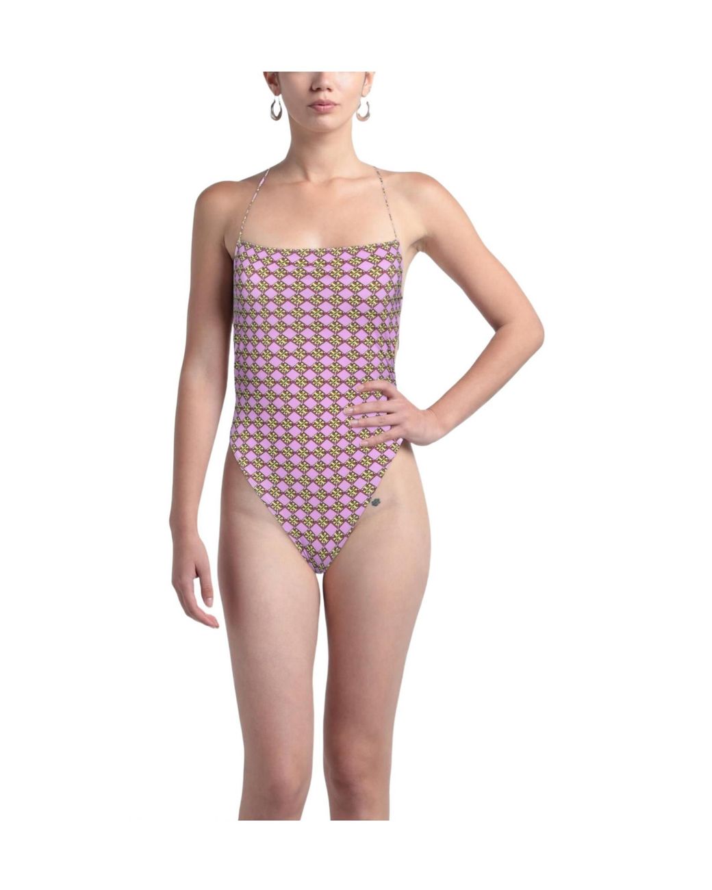 Tory Burch Red Logo-Print One-Piece Swimsuits