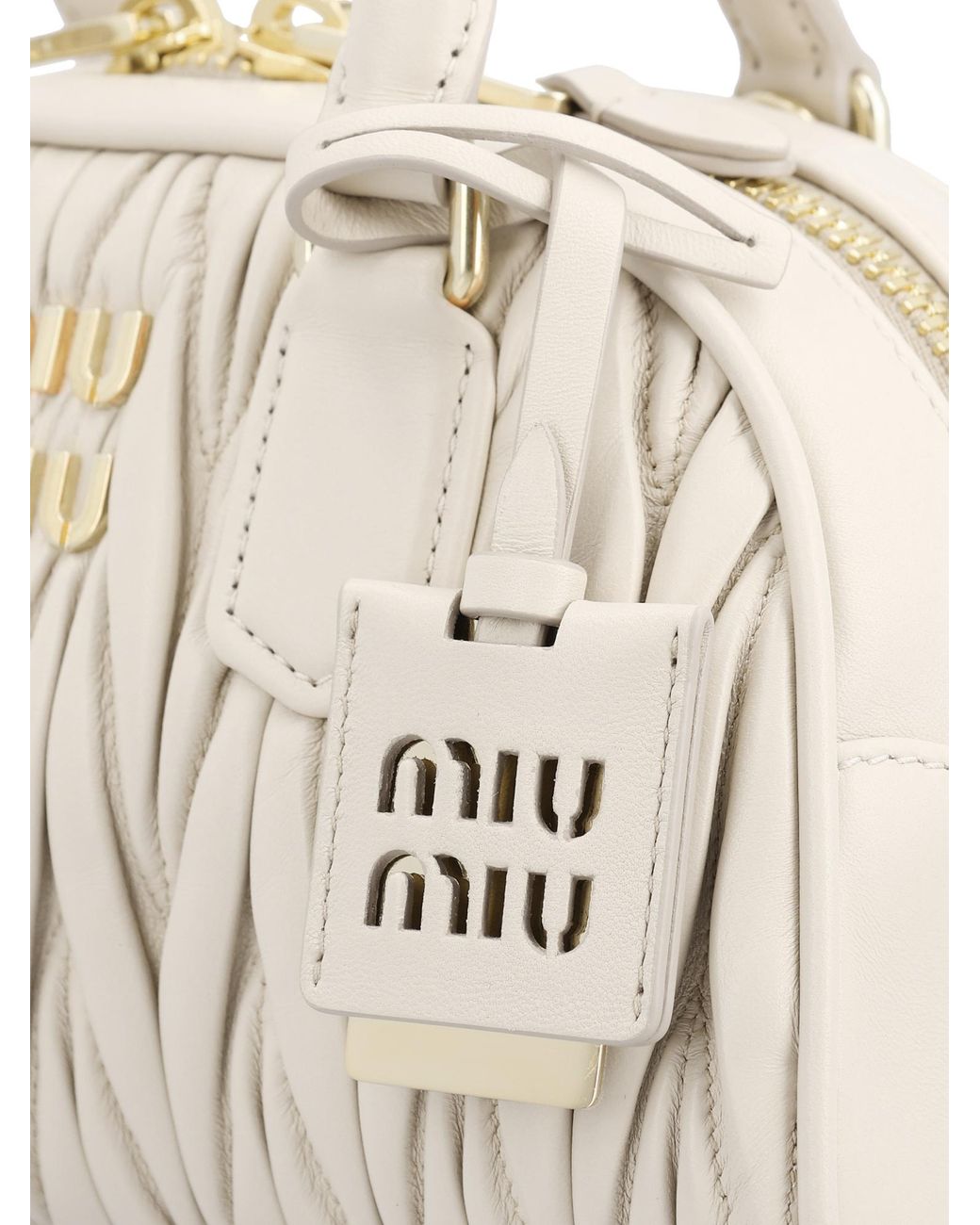 Miu Miu Natural Matelassé Zipped Tote Bag