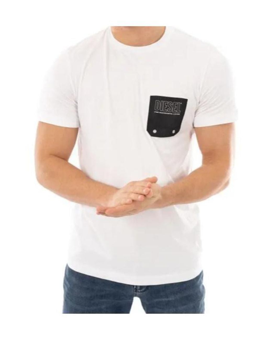 DIESEL White Crew Neck Short-Sleeved T-Shirt for men
